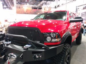 Red pick up truck
