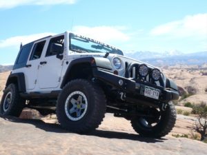 White Jeep off-roading