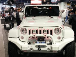 White and pink Jeep