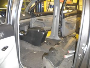 Interior of car without seats