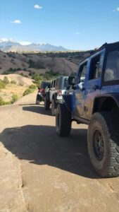 Multiple Jeeps off-roading